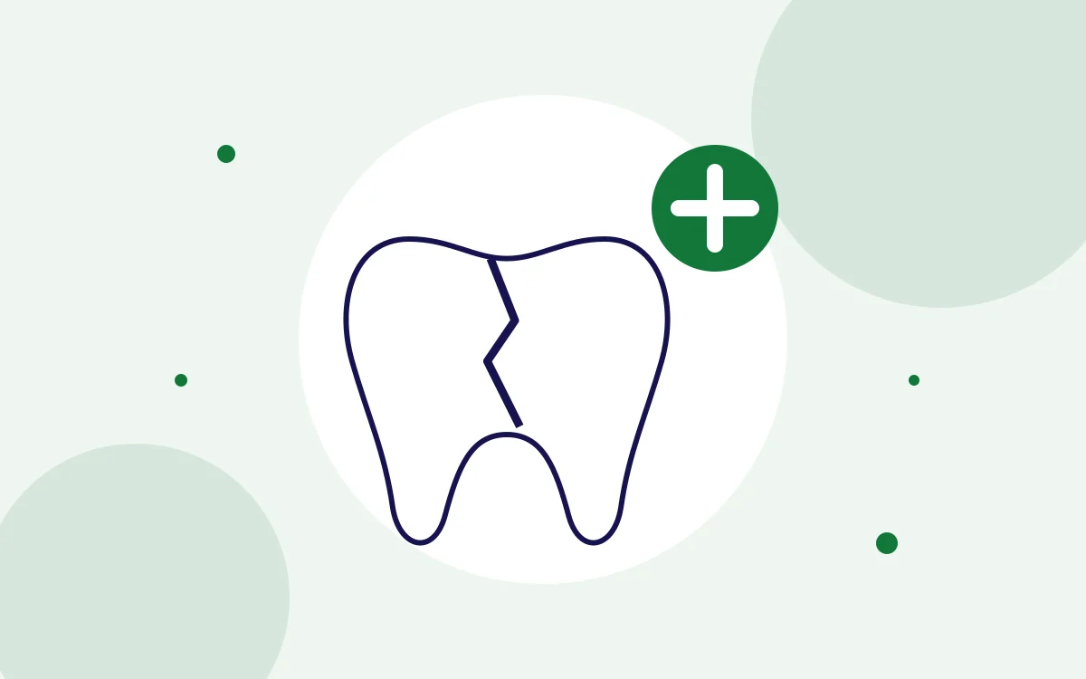 Illustration of a cracked tooth and a first-aid symbol for emergency dental care for emergency dentist