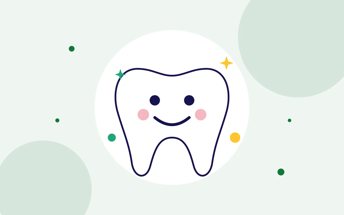 Friendly cartoon tooth illustration for children's dentistry for your child's first dental visit