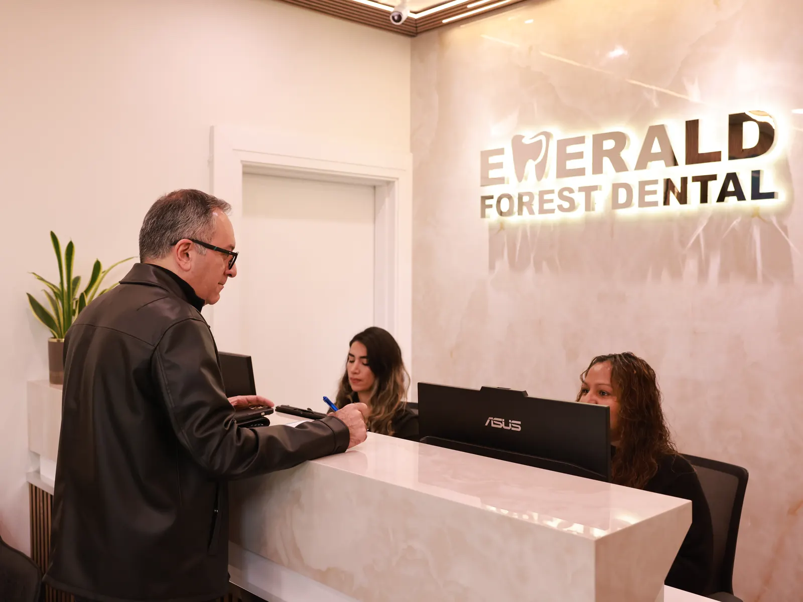 Reception desk inside Emerald Forest Dental Clinic at Unit 1, 56 Forest Manor Rd, a short trip from Markham