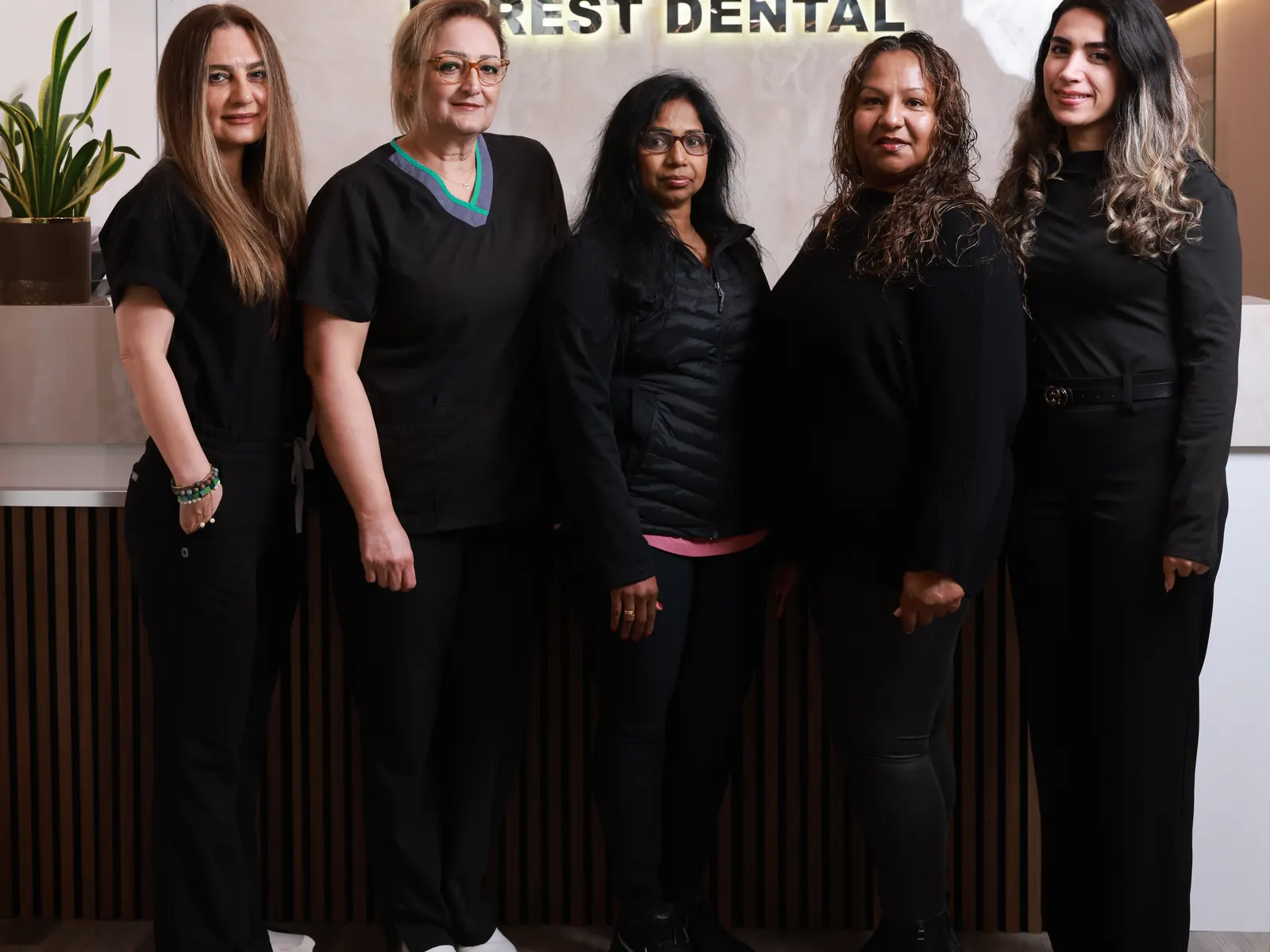 The Emerald Forest Dental team at reception at Emerald Forest Dental Clinic in North York